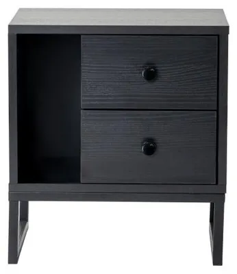 Image de Table de chevet Chevet noir L 45 cm, pieds en métal, style moderne