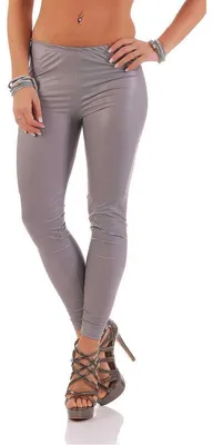 Produktbild von Damen Leggings Latex Look Lack Glanz, Grau-Matt 6XL