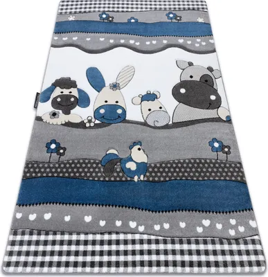 Produktbild von Kinderteppich PETIT FARM BAUERNHOF TIERE blau Blau 200x290 cm