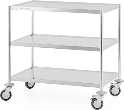 Zdjęcie produktu dla TECHNICA wózek do serwowania 3-poziomowy stal nierdzewna | wózek kuchenny | 860×540×810 mm | wózek cateringowy