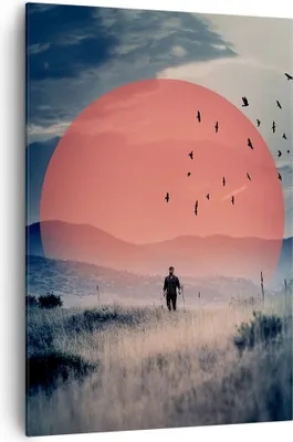 Produktbild von Bild auf Leinwand - Leinwandbild - Einteilig - Westen Sonne Landschaft - 70x100cm - Wand Bild - Wanddeko - Wandbilder - Leinwanddruck - Wanddekoration - Leinwand bilder - Wandbild - PA70x100-5163