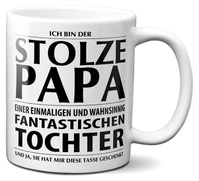 Produktbild von TassenKing Tasse mit Spruch STOLZER PAPA Kaffeetasse Kaffeebecher Kaffeepott Frühstückstasse Bürotasse Weihnachten Tochter Geschenk