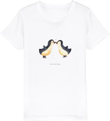 Produktbild von Mr. & Mrs. Panda Kleinkinder T-Shirt Pinguin Liebe 9-11 Jahre (134/146) - Weiß - Geschenk, Freundin, Kinder Mädchen, Kindershirt, Teenager, Kleinkind, Vertraut, glücklich