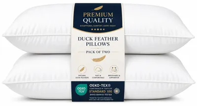 Zdjęcie produktu dla Poduszka 2 sztuki, 1200gsm puch kaczy, pokrowiec 100% bawełna, do spania na boku