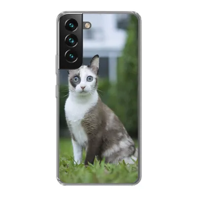 Produktbild von MuchoWow® Handyhülle Schutzhülle Hülle für Samsung Galaxy S22 Katze - Siamese - Gras - Mädchen - Kinder - Jungen - Kind Silikon Softcase Handy Hülle - Mobiltelefonhülle