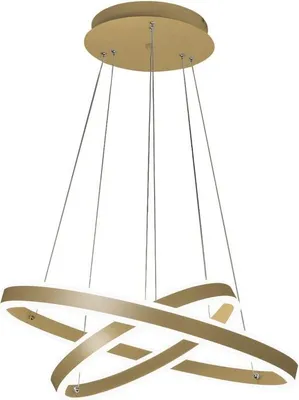 Produktbild von Palau LED-Pendelleuchte 108W 3000K dimmbar Ø60 und Ø40 cm Mattgold - Zwei Metall- und Methacrylatringe