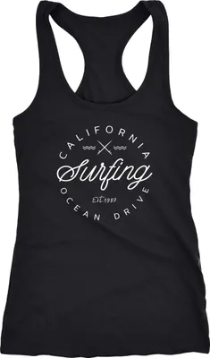 Produktbild von Damen Tank-Top California Surfing Ocean Drive Summer Racerback Neverless® schwarz XXL