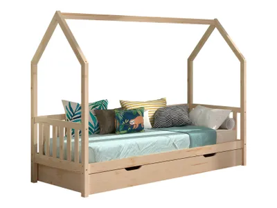 Image de Vipack Lit cabane CABANE naturel 90x200 + tiroir enfants