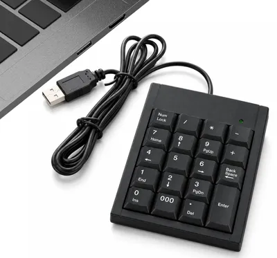 Zdjęcie produktu dla Klawiatura numeryczna USB, miniaturowa klawiatura z 19 klawiszami, przeznaczona do komputerów stacjonarnych i laptopów, blok numeryczny do użytku w biurach
