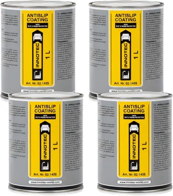 Produktbild von 4 Stück INNOTEC Antislip Coating 1 L Hellgrau – rutschfeste Schutzbeschichtung für Fahrzeugstufen, Verladebrücken, Bus-& Wohnmobiltrittstufen