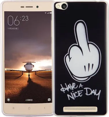 Produktbild von Handy Hülle für Xiaomi Redmi 3 Cover Case Schutz Tasche Motiv Slim Silikon TPU Mittelfinger