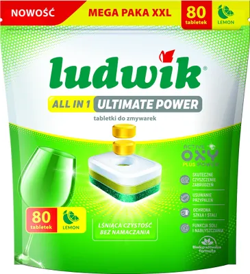 Zdjęcie produktu dla Ludwik Tabletki Do Zmywarek All In One Ultimate Power Cytryna Blask 80szt
