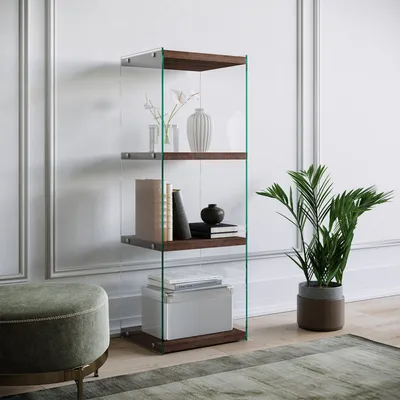 Image de Skye Decor, R301, bibliothèque, noyer, 100 % BOIS DE FER MASSIF, 40 x 35 x 120 cm