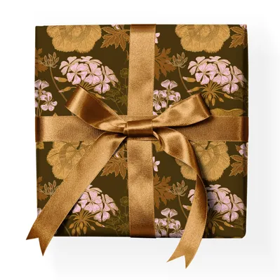 Produktbild von Vintage Botanik Geschenkpapier mit Wiesen Blumen, braun, rosa - G23038, 32 x 48cm