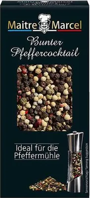Produktbild von Maitre Marcel Bunter Pfeffercocktail ideal für die Pfeffermühle 100 G  Von Natur aus vegan  Aromatische Schärfe