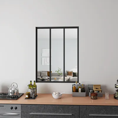 Produktbild von AICA Glaswand Ecklösung 93x108cm Glasfenster Innenfenster Zimmerfenster Schwarz
