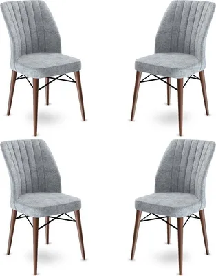 Productafbeelding van Skye Decor, Flex - Grijs, Bruin, Set van 4 stoelen, 100% metaal, grijs, 45 x 42 x 93 cm