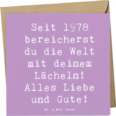 Produktbild von Mr. & Mrs. Panda Klappkarte Spruch 1978 Geburtstag - Lavendeltraum - Geschenk, anlasskarte, faltkarte, Geburtstagsgeschenk, Grußkarte, Glückwunsch, Jubilar, geboren