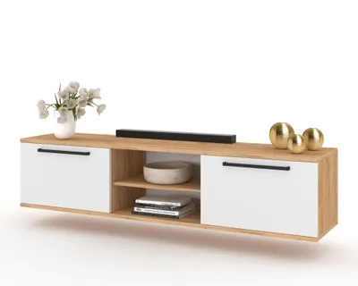 Produktbild von Fernsehschrank TV-Lowboard KING HÄNGEND MIT GRIFFEN Craft Eiche/Weiß Matt 100cm