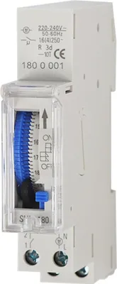 Produktbild von Mechanischer 24-Stunden-Timer, 15-Minuten-Mindesttimer, Schienenmontage, eingebaute Batterie, Sul180a Ac220–240 V, Grau – Sul180a Ac220–240 V, Grau