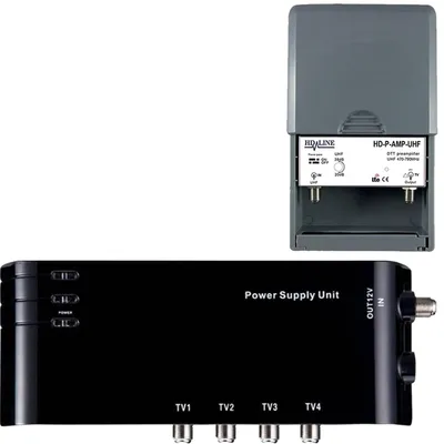 Image de Amplificateur LEYF + alimentation, 4 sorties TV pour antenne terrestre TNT/HD