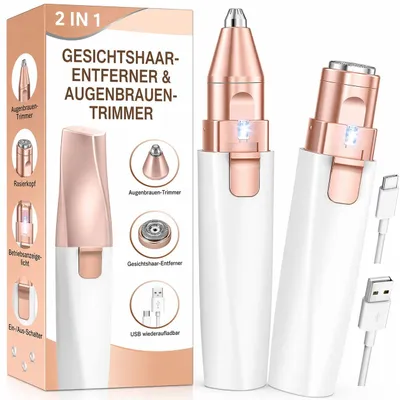 Produktbild von Augenbrauenrasierer & Gesichtshaarentferner für frauen: iFanzeTech Rasierer Damen, 2-in-1 Augenbrauen Trimmer und Gesichtsrasierer, Gesicht-Epilierer