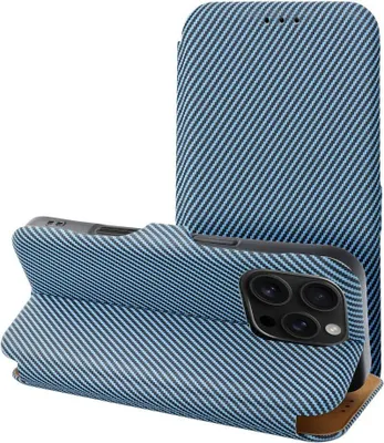Produktbild von Side Magnet Carbon Buchtasche kompatibel mit Xiaomi Redmi Note 14 Pro Blau