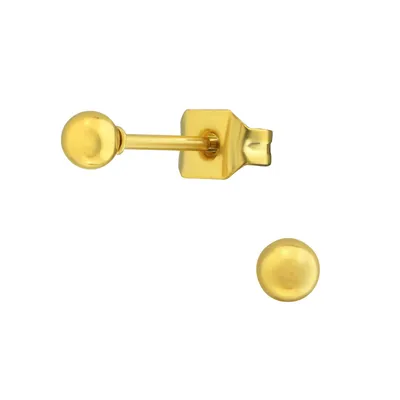 Produktbild von Ohrringe Ohrstecker 316L Chirurgenstahl goldfarben mit Kugel 2-4mm Größe - 3 mm