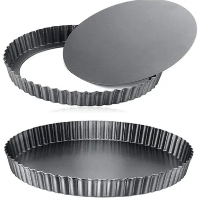 Produktbild von 2 Stück Quicheform mit Hebeboden 28cm Kohlenstoffstahl Dunkelgrau