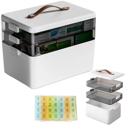 Immagine prodotto di Contenitore portatile per medicinali con 3 scomparti e organizer