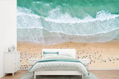 Produktbild von MuchoWow® Fototapete für Wohnzimmer oder Schlafzimmer Wandtapete Vinyl Motivtapete Meer - Strand - Sonnenschirme - Wasser - Sommer - 600x400 cm - Vinyltapeten