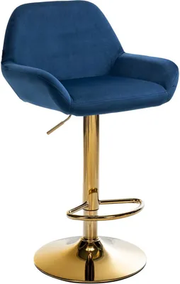 Produktbild von Barhocker Samtstuhl - Sitzhocker - Hoher Sitzkomfort, verstellbar & drehbar | Farbe: blau