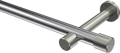 Produktbild von Interdeco Gardinenstange / Vorhangstange Chrom / Edelstahl-Optik, Typ Prestige Santo (Kappe) ohne Ringe, 20 mm Ø 1-läufig, 220 cm