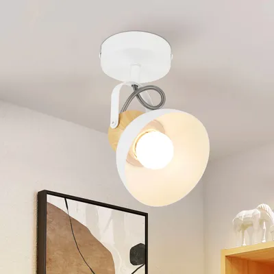 Produktbild von ZMH Deckenstrahler Vintage Weiß Deckenlampe 1 Flammig Retro Deckenspots E27 Flurlampe Schwenkbar 350° Wandstrahler Metall Industrial Deckenleuchte für Flur Küche Eingang Wohnzimmer Schlafzimmer