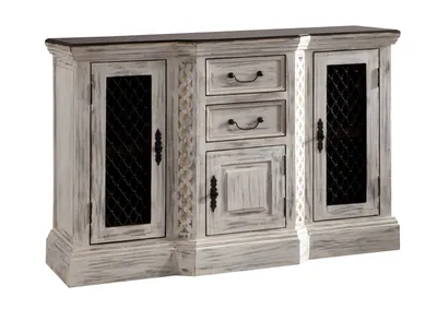 Image de MASSIVMOEBEL24 | Buffet 135x50 Manguier ciré Blanc antique CASTLE-ANTIK #215