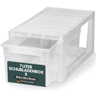 Produktbild von Schubladenbox Größe S mit Nutzvolumen 7 Liter, Maße: 19,6x39x16 cm