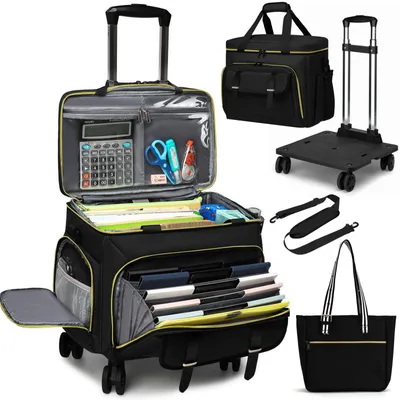 Produktbild von STUNQ® Multifunktionale Rollende Lehrertasche, tragbare Laptoptasche für Dokumente, 15,6 Zoll Laptop, mit Rädern, abnehmbare Räder,