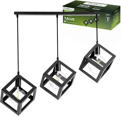 Produktbild von LUMILED Pendelleuchte Geometrischer Pendelwürfel Kronleuchter für LED 3 x E27 Industrial Retro Hängeleuchte Esstisch Wohnzimmerlampe Decke hängend