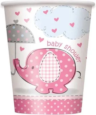 Produktbild von Baby Shower Elefant Mädchen 8 Becher