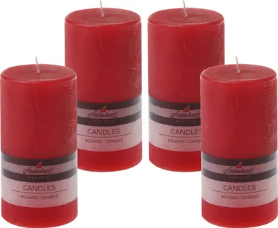 Produktbild von 4er Set Adventskranzkerzen "Raureif" Rubin Rot 150/78 mm