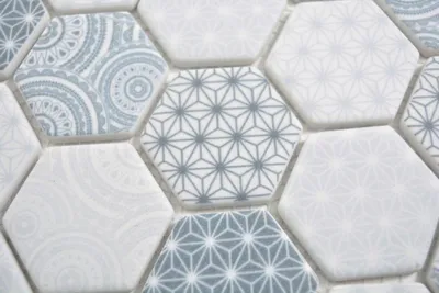Produktbild von Handmuster GLAS Mosaik Hexagon ECO blau Mosaikfliese Wand Fliesenspiegel Küche Bad MOS16-0414_m