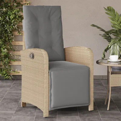 Produktbild von vidaXL Gartensessel mit Fußteil Verstellbar Beigemischung Poly Rattan