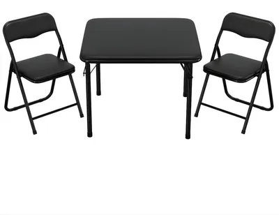 Produktbild von 3-teiliges Kinder Tisch- und Stuhl Set - Aktivitätstisch mit 2 Stühlen - Für Kindergarten & Klassenzimmer - Klappbar - Schwarz