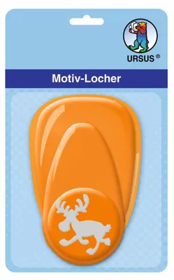 Produktbild von Ursus 19480077 - Motivlocher mit Hebel mittel, Elch 1, orange, ausgestanztes Motiv ca. 25,4 mm, aus Kunststoff mit Metallstanze, geeignet für Grammatu