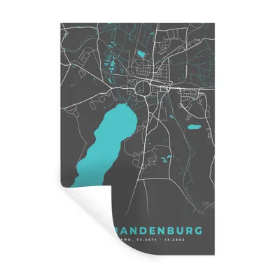 Produktbild von MuchoWow® Wandtattoo Wandsticker Wandaufkleber Deutschland - Blau - Neubrandenburg - Stadtplan - Karte 40x60 cm Selbstklebend und Repositionierbar - Wierderverwendbar - Selbstklebend