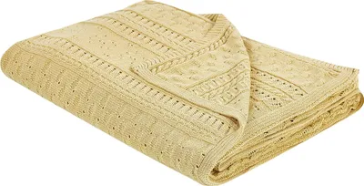 Zdjęcie produktu dla BELIANI Narzuta na łóżko żółta bawełna 150 x 200 cm dekoracyjna ozdobna sypialnia