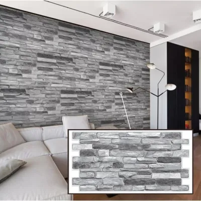 Produktbild von 3D-Wandpaneele PVC | Schiefer Optik | Silver Shale - 1 Platte - 0.5 m² | Für Wohnzimmer, Küche & Bad | Einfache DIY-Montage
