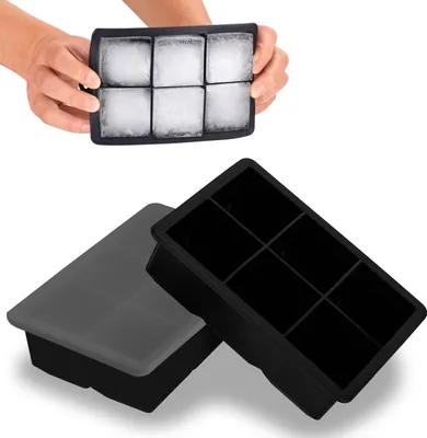 Produktbild von Blumtal Eiswürfelformen Silikon 3er Set - 6er Eiswürfelform mit Deckel - BPA-freie Silikon Eiswürfelform groß - Schwarz