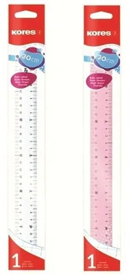 Zdjęcie produktu dla Linijka płaska Kores LIN42130, 300 mm, przezroczysta, różne kolory