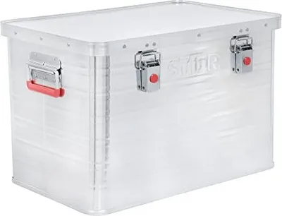Produktbild von STIER Alubox, Aluminiumbox 65L, Staub- und spritzwasserresistent mit Gummidichtung und 2 Klapphandgriffen, Alukiste mit Spannverschluss, zuverlässige geruchsneutrale Aufbewahrung